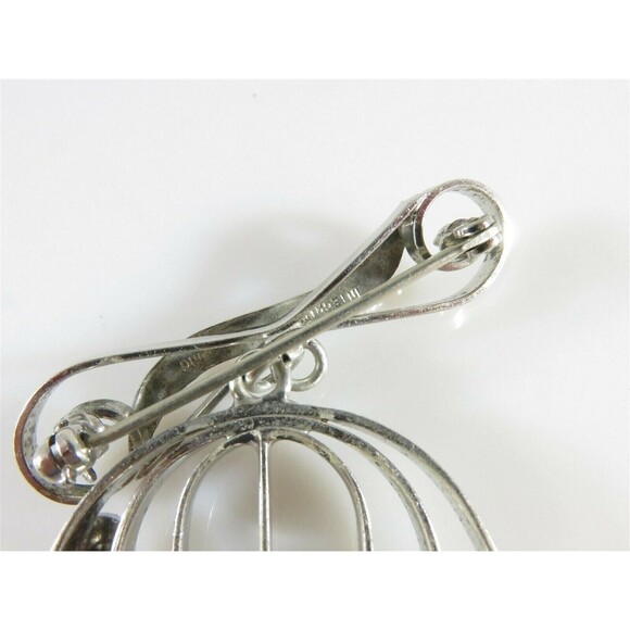 Unique Integrity Sterling Silver Rhinestone Bird Cage Brooch - Picture 8 of 9